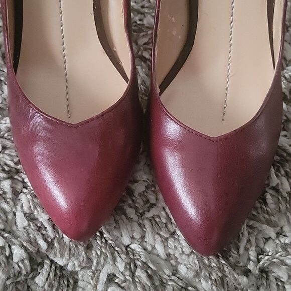 NEW Dolce Vita Burgundy Wine Leather Heels Pumps Almond 80s Y2k 4" Office Work 7 - Picture 7 of 9